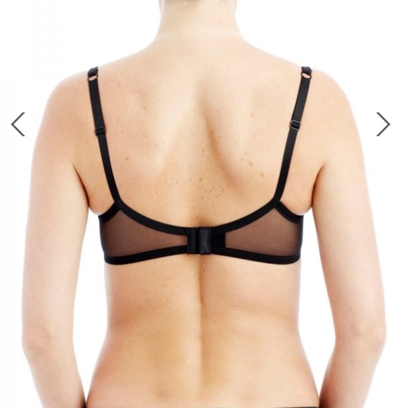 NWT Addiction Nouvelle Lingerie black sheer mesh basic underwire bra 30 G - Picture 2 of 16